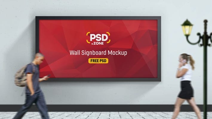 Road Side Wall Signboard Mockup Free PSD