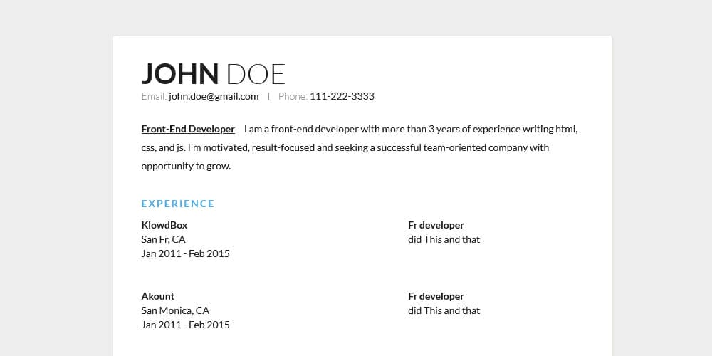 20+ Free HTML Resume Templates 2023