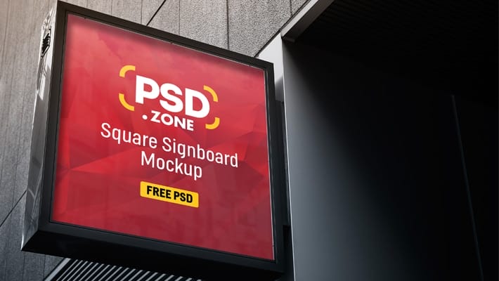 Square Sign Board Mockup PSD