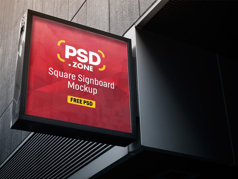 Square Sign Board Mockup PSD