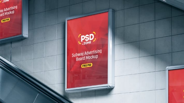 Subway Advertising Board Mockup PSD