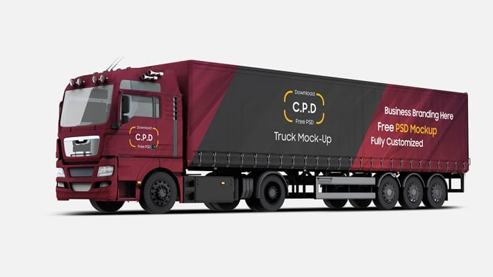 Trailer Truck Mockup Free PSD