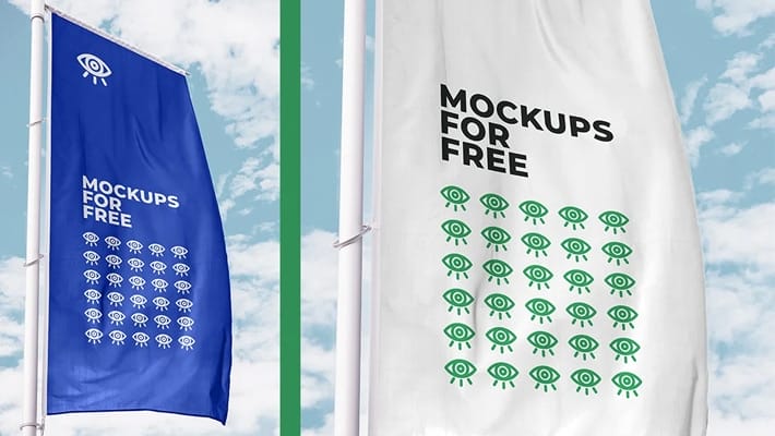 Vertical Flag Mockup