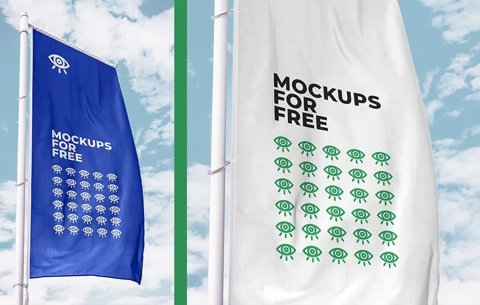 Vertical Flag Mockup