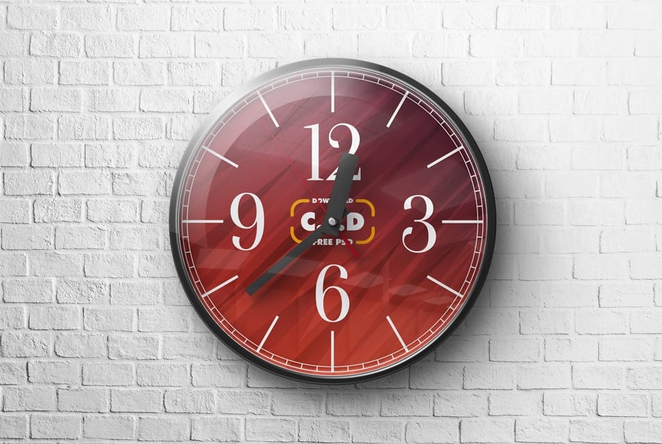Wall Clock Mockup Free PSD