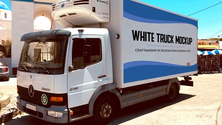 White Truck Realistic Mockup