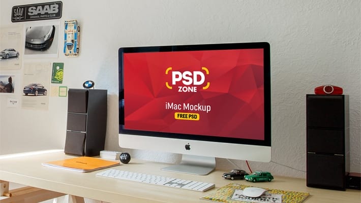 iMac Workstation Mockup Free PSD