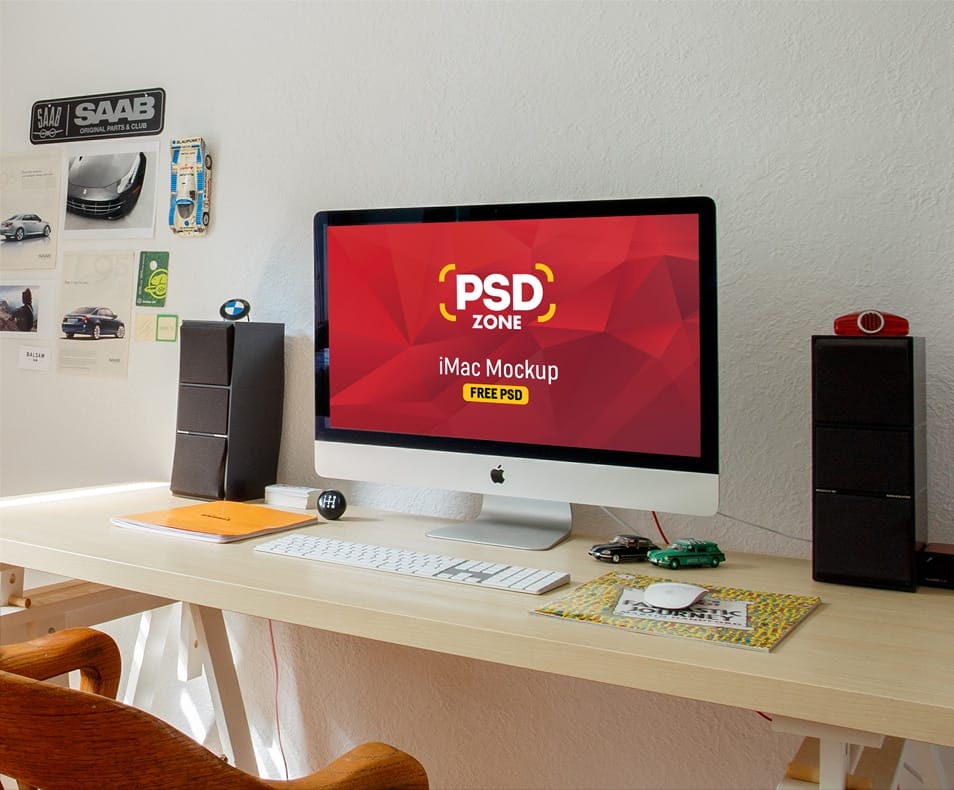 iMac Workstation Mockup Free PSD