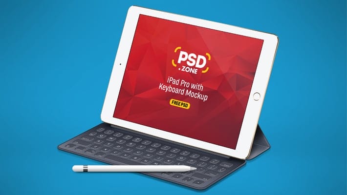 iPad Pro with Keyboard Mockup PSD