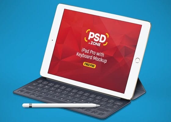 iPad Pro with Keyboard Mockup PSD