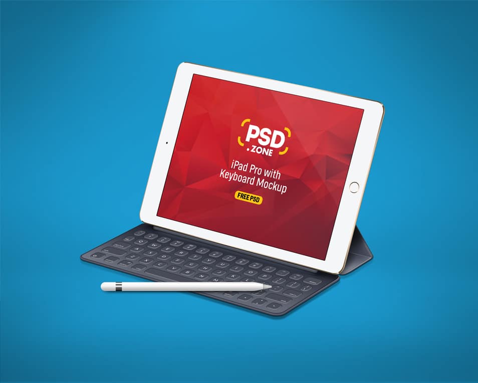 iPad Pro with Keyboard Mockup PSD
