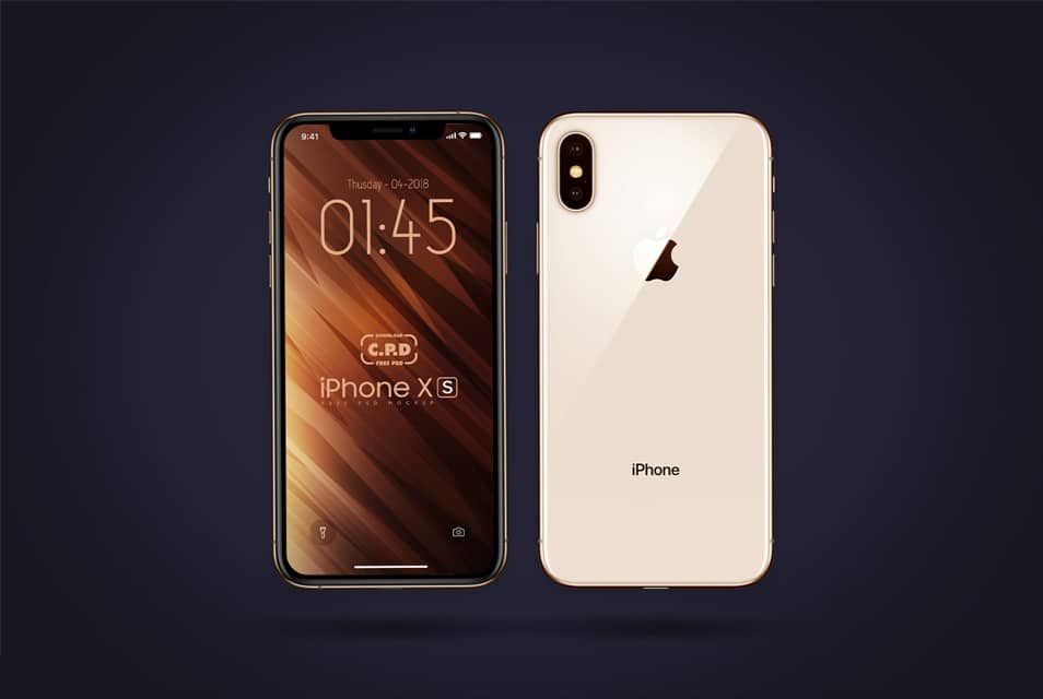 iPhone Xs Front & Back Mockup Free PSD