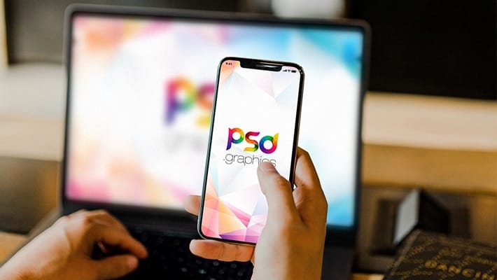 iPhone with Macbook Mockup