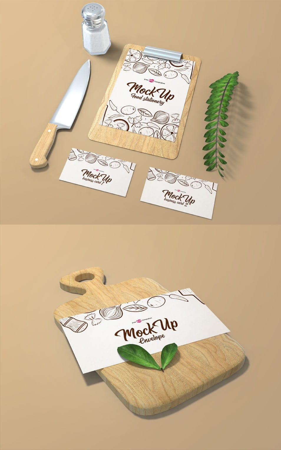 2 Free Food Stationery Mock-ups in PSD