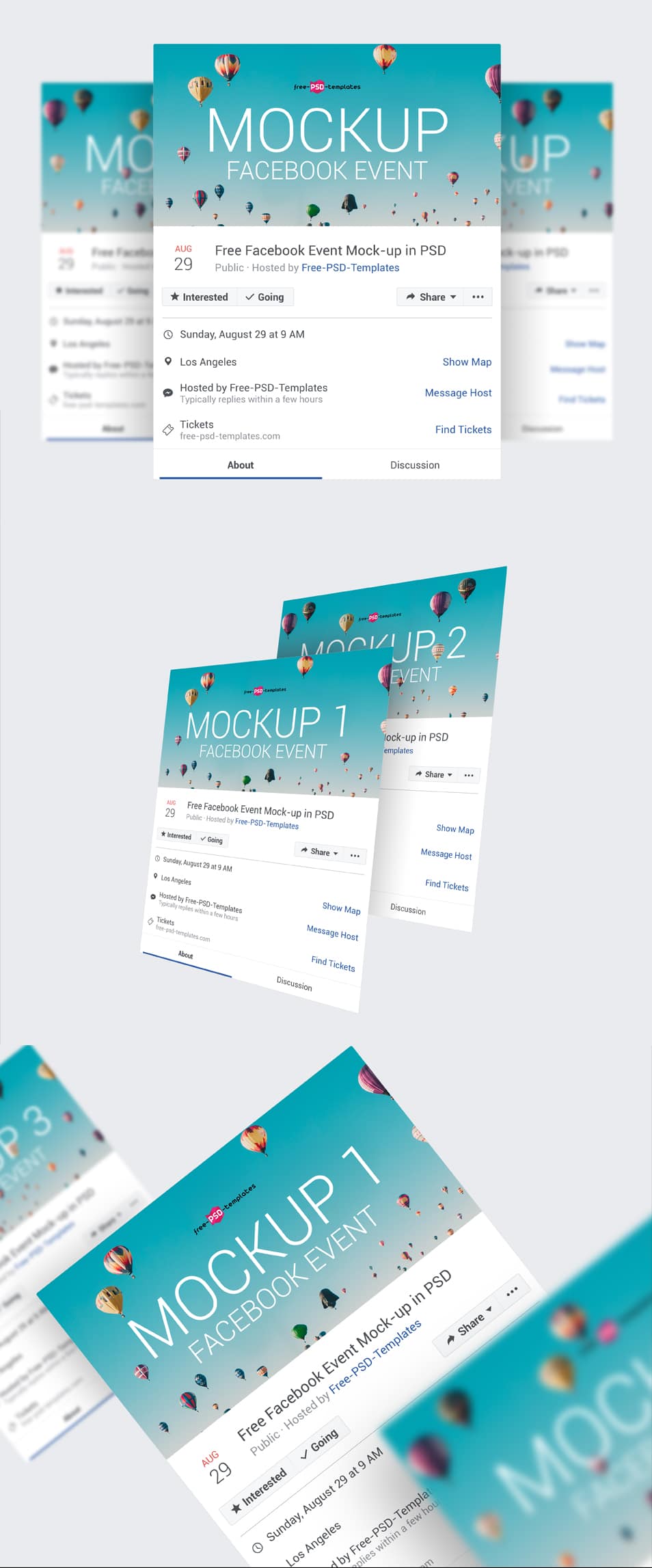 3 Free Facebook Event Page Mock-ups in PSD