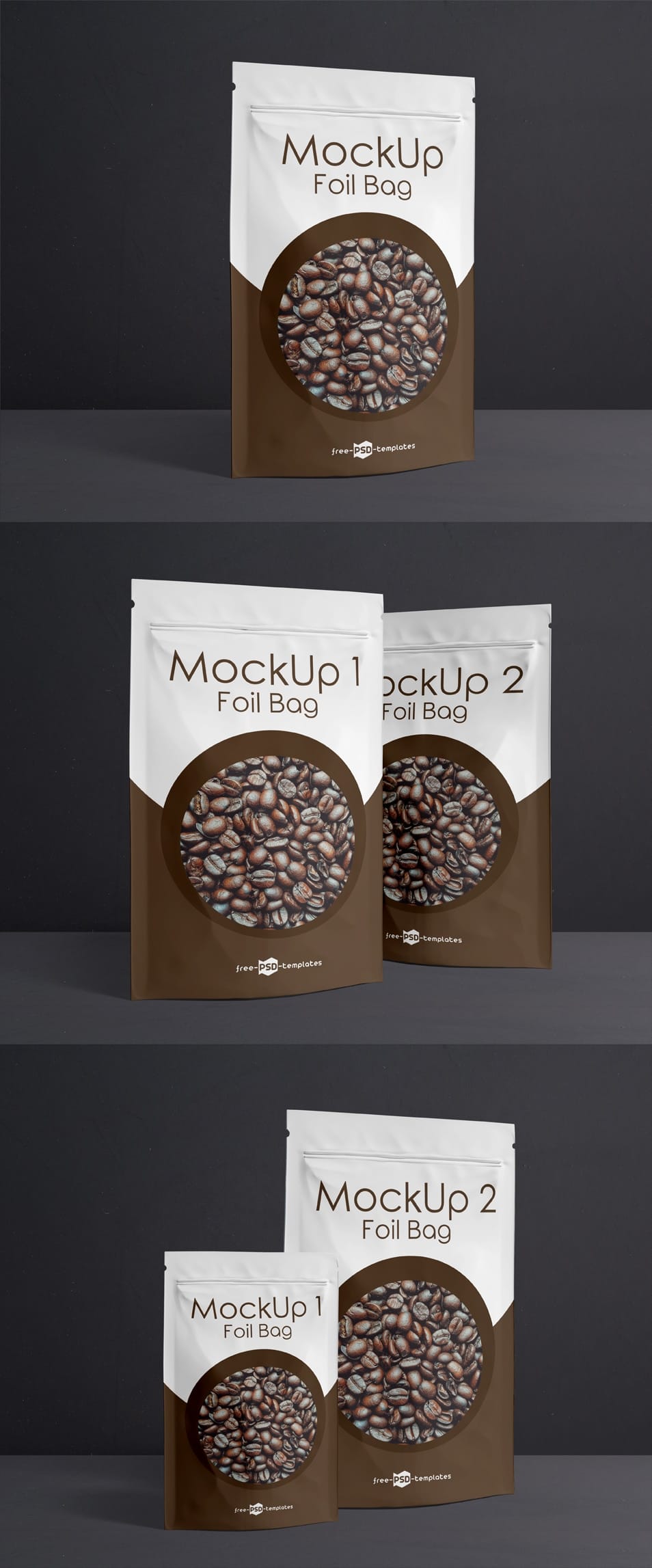3 Free Foil Bag Mock-ups in PSD