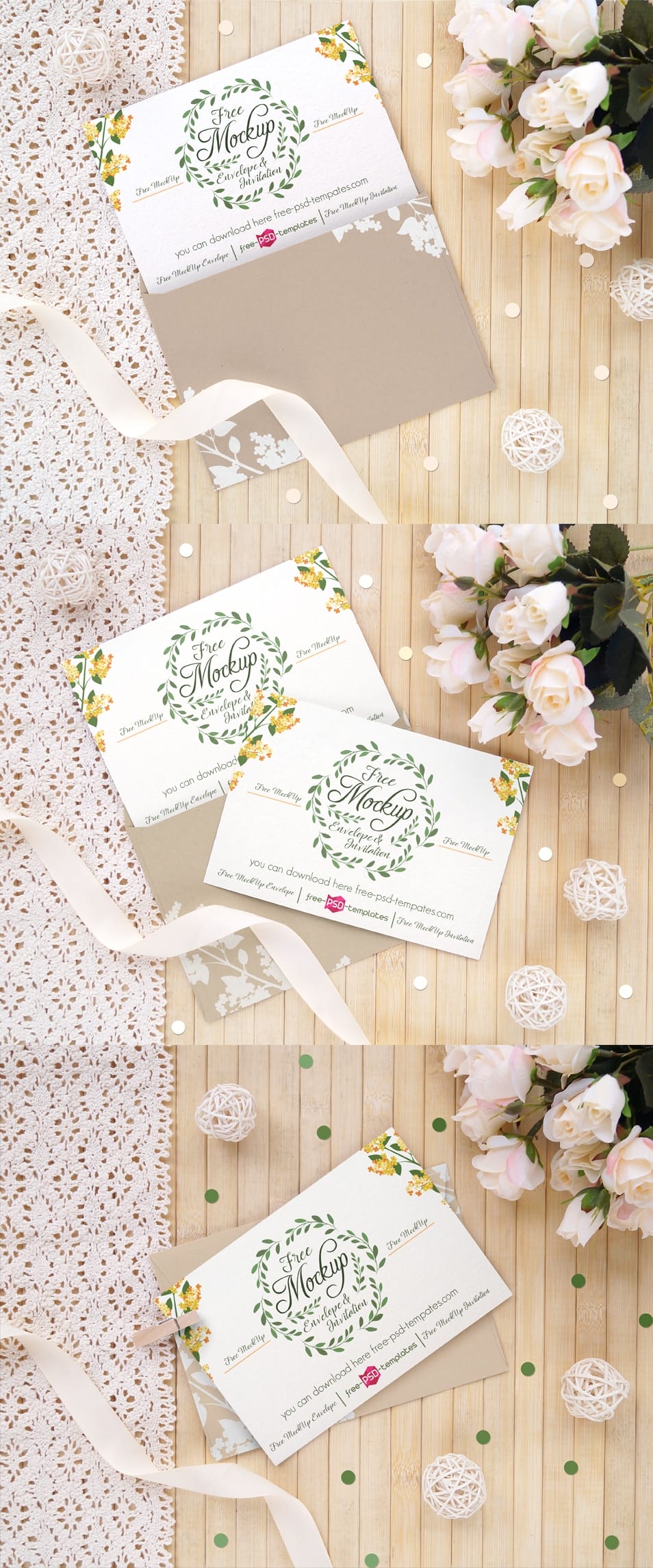 3 Free Wedding Invitation Card Mockups