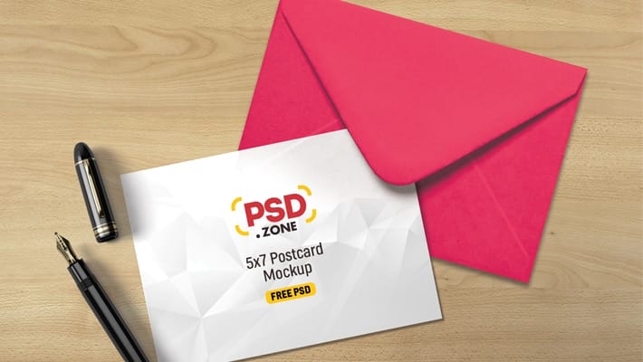 5×7 Postcard Mockup PSD