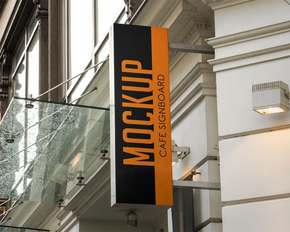 Cafe Signboard Free PSD Mockup