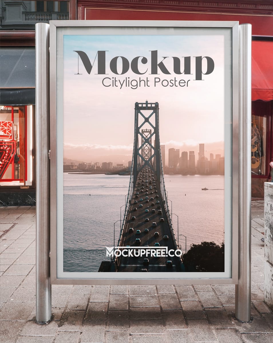 Citylight Poster Free PSD Mockup