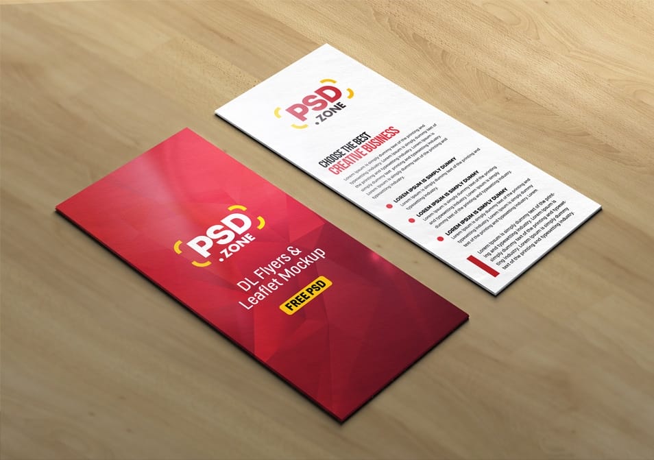 DL Flyers and Leaflet Mockup PSD