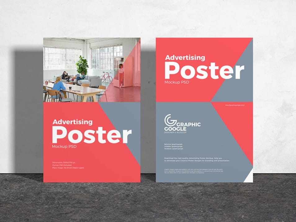 Free Advertising Poster Mockup PSD