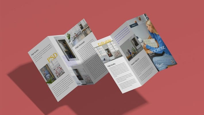 Free Brand Front Back Tri-Fold Brochure Mockup PSD