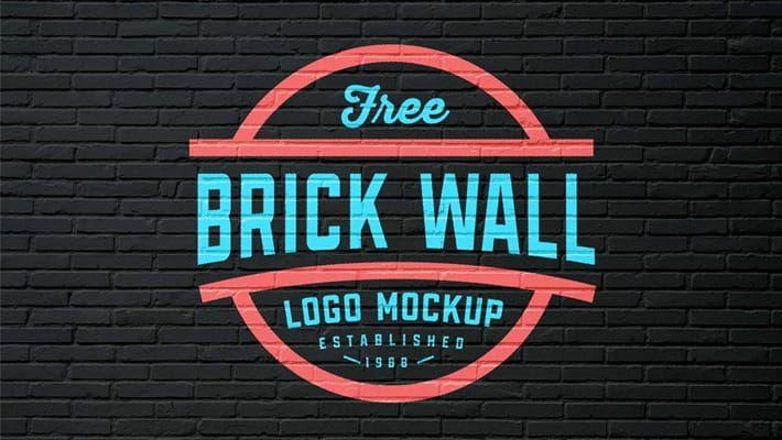 Free Brick Wall Logo Mockup PSD
