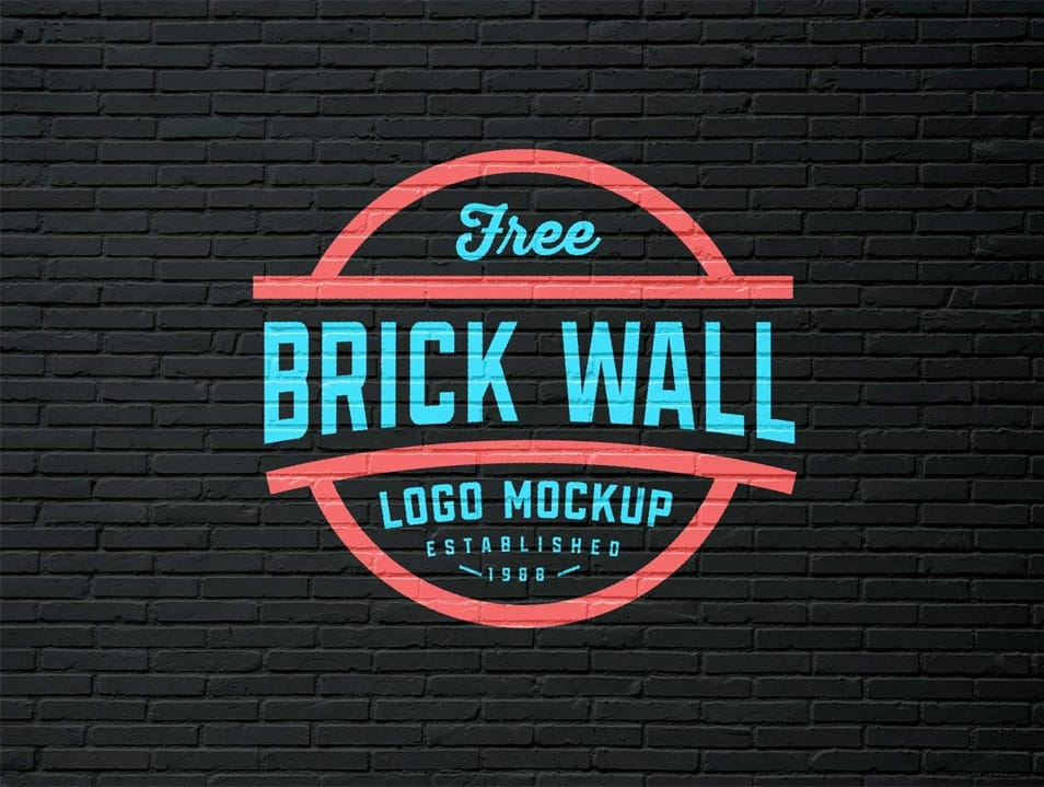 Free Brick Wall Logo Mockup PSD