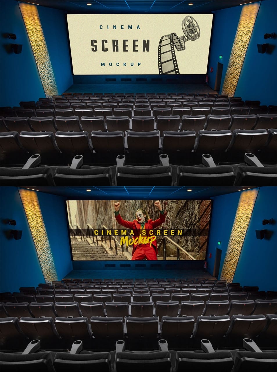Free Cinema Movie Theater Hall Screen Mockup PSD