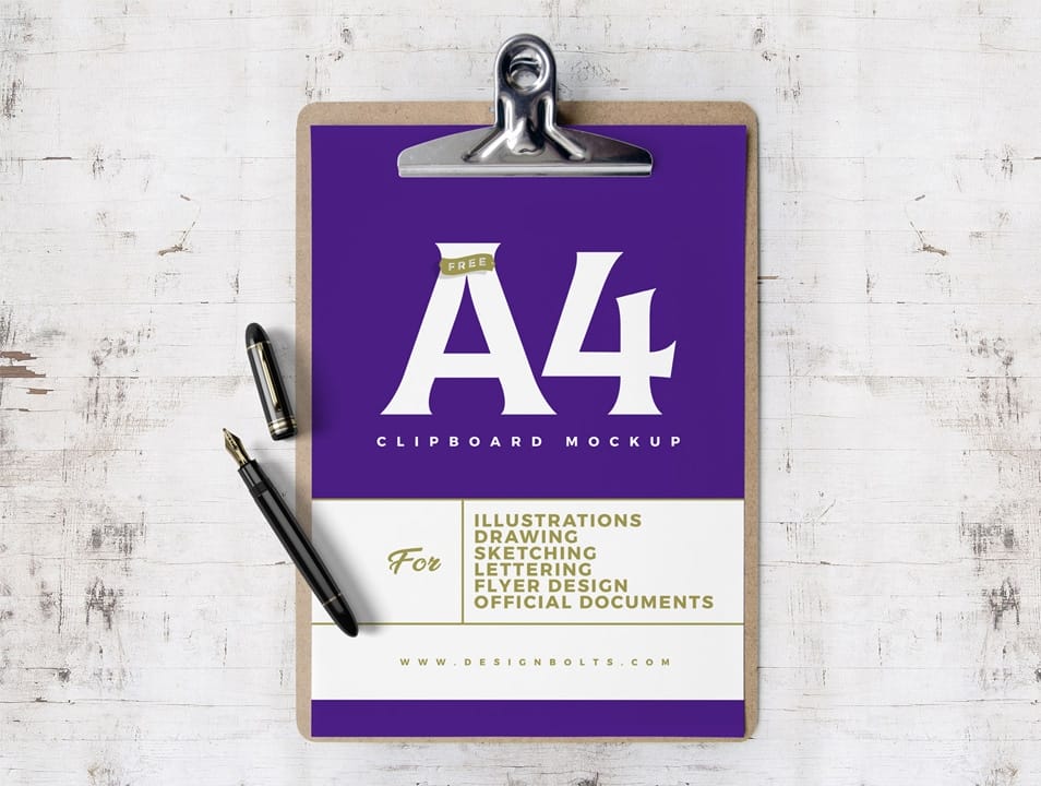 Free Clipboard A4 Size Paper Flyer Mockup PSD