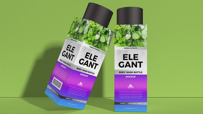 Free Elegant Body Wash Bottle Mockup