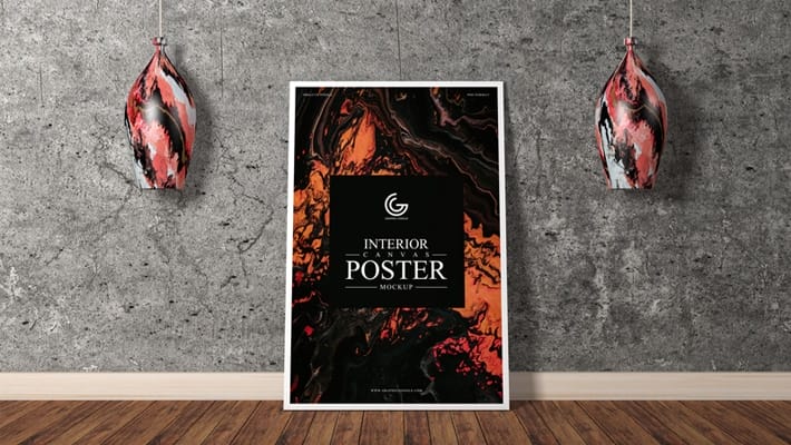Free Interior Vertical Canvas Poster Mockup