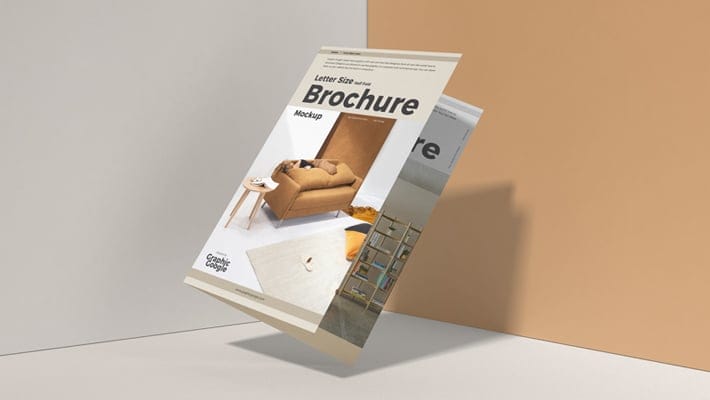 Free Letter Size Half Fold Brochure Mockup