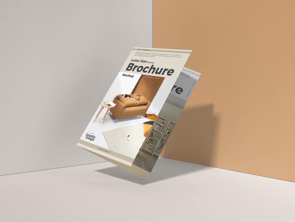 Free Letter Size Half Fold Brochure Mockup