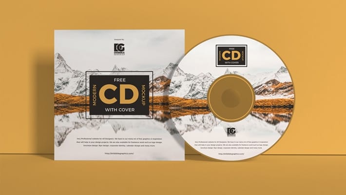 Free Modern CD Mockup With Cover