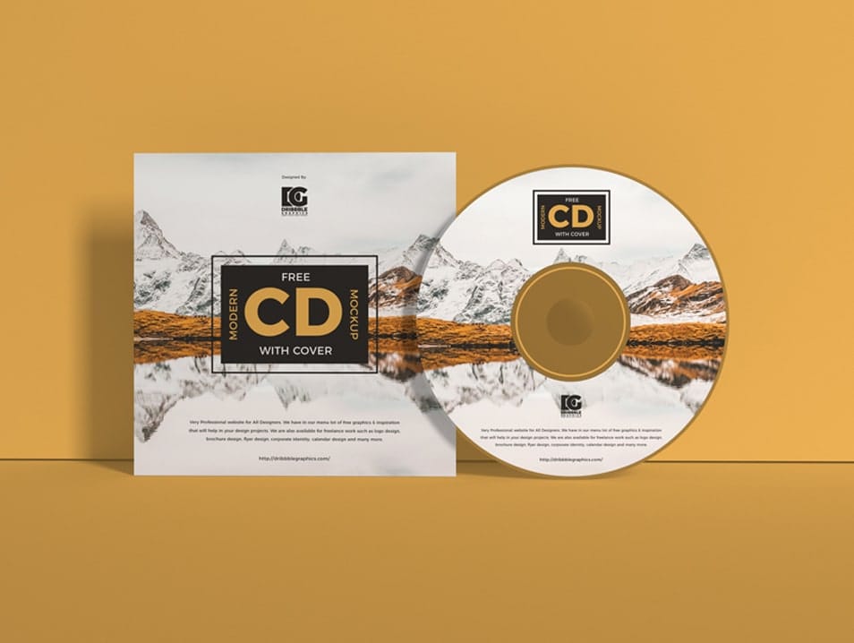 Free Modern CD Mockup With Cover