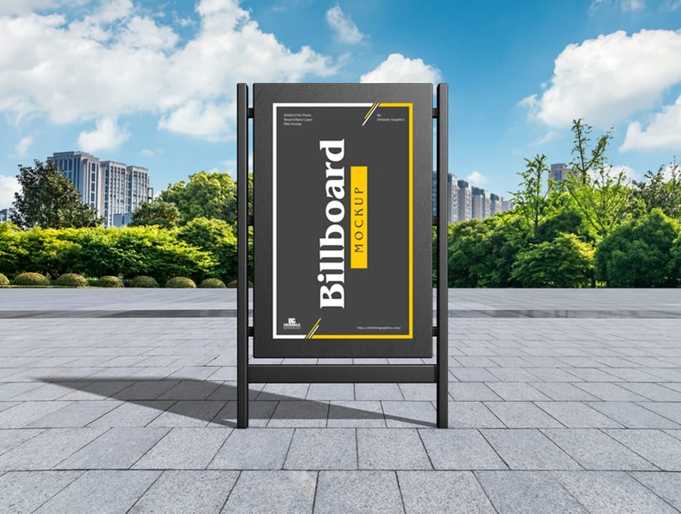 Free Modern City Advertising Billboard Mockup