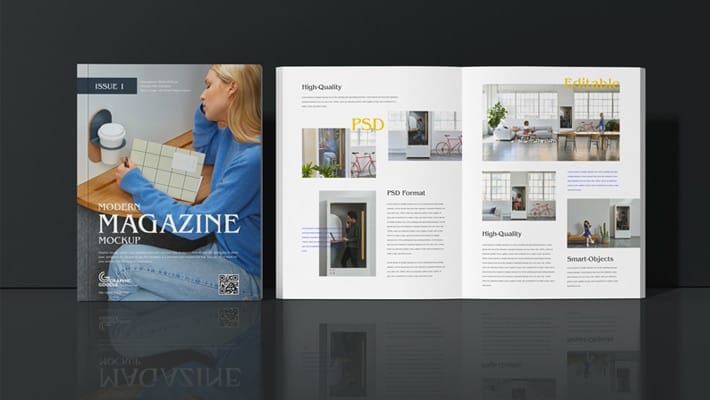 Free Modern Magazine Mockup PSD