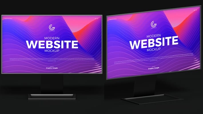 Free Modern Website Mockup With 2 Perspective View