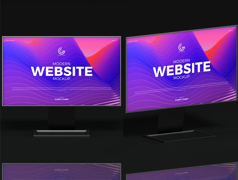 Free Modern Website Mockup With 2 Perspective View