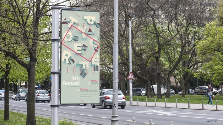 Free Outdoor Advertising Banner PSD Mockup