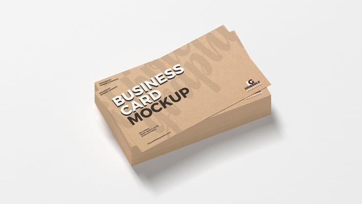 Free Stack of Kraft Business Cards Mockup PSD