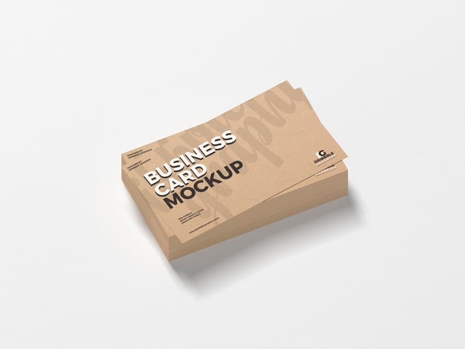 Free Stack of Kraft Business Cards Mockup PSD