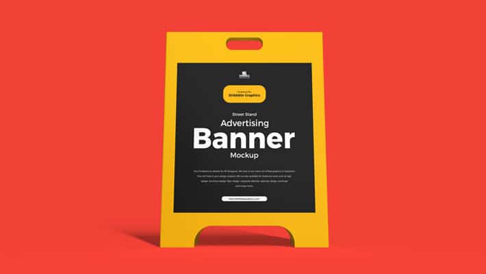 Free Street Stand Advertising Banner Mockup