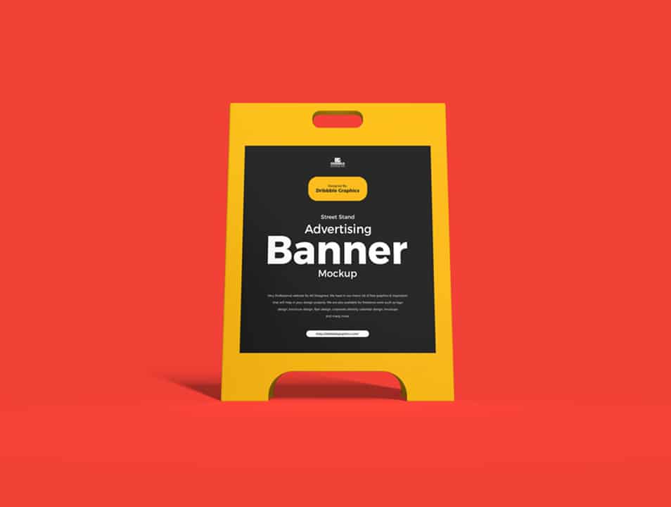 Free Street Stand Advertising Banner Mockup