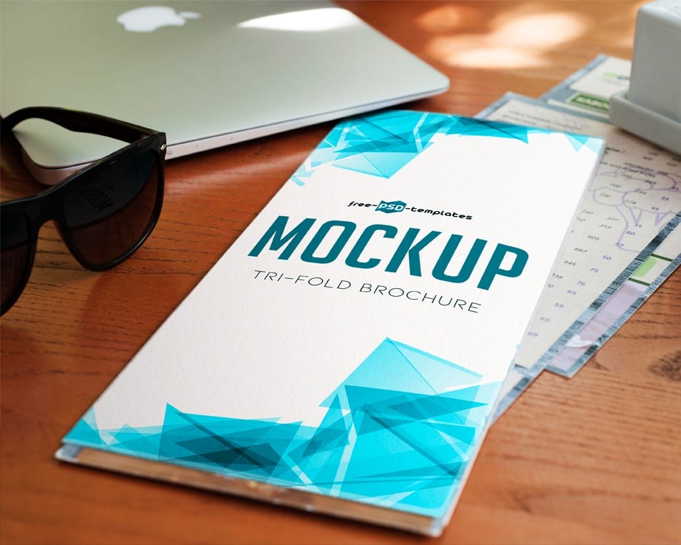 Free Tri-Fold Brochure Mock-up in PSD