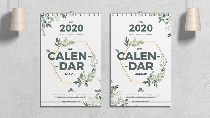 Free Wall Calendar Mockup PSD