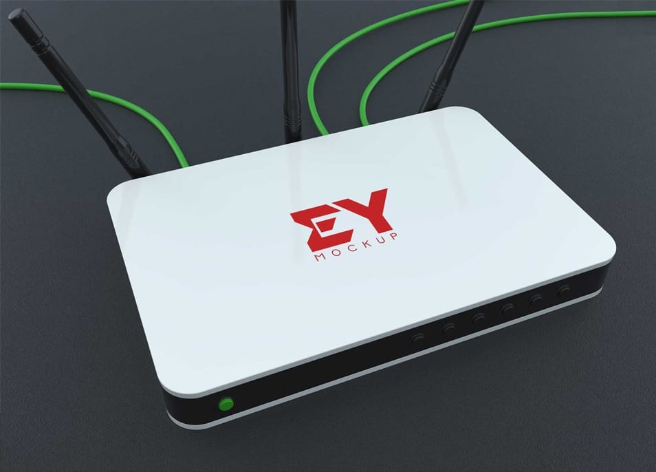 Free Wifi Router PSD Label Design Mockup