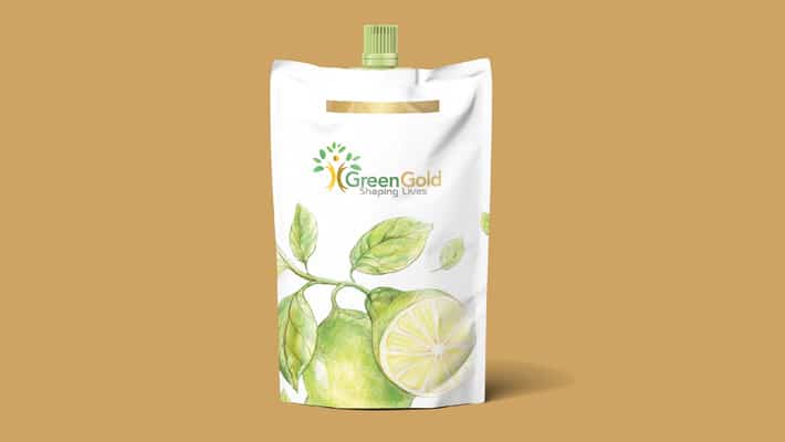 Green Oil Pouch Label Mockup